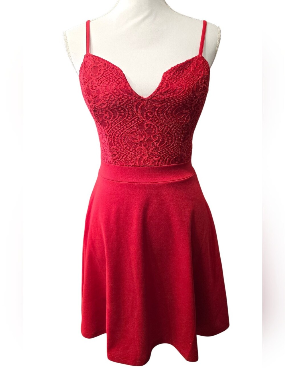 Almost Famous Red Lace Bodice Mini Dress
